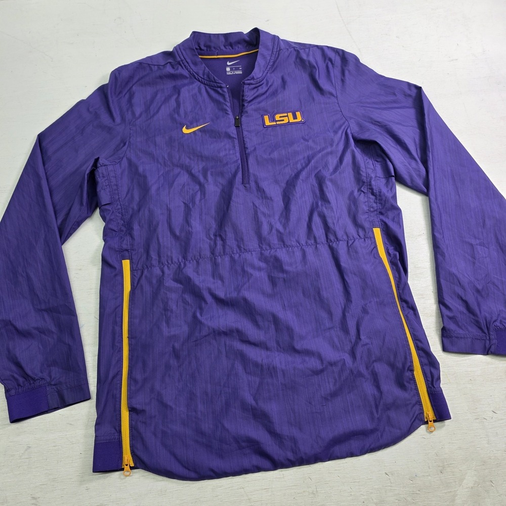 Nike LSU Tigers Sideline Lockdown Men's Slip-Over 1/4 Zip Jacket Windbreake Sz S - Picture 2 of 7